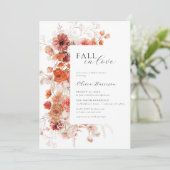 Invitation Chute en Amour Orange Fête des mariées florale (Debout devant)