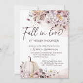 Invitation Chute en amour pastel feuillage citrouille baby sh (Devant)