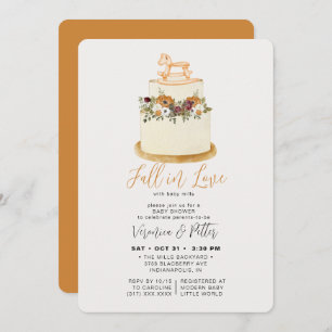 Invitation Chute en amour Purple Automne Baby shower de gâtea