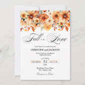 Invitation Chute en amour QR Code Boho Floral Mariage (Devant)
