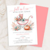 Invitation Chute En Amour Rose Automne Baby shower Floral