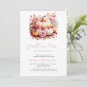 Invitation Chute en Amour Rose Floral Citrouille Baby shower  (Debout devant)