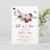 Invitation Chute en amour Rouille Flore Fête des mariées auto (Debout devant)