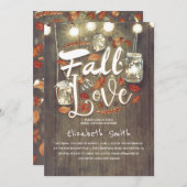 Invitation Chute en Amour Rustic Mason Jars Fête des mariées (Devant / Derrière)