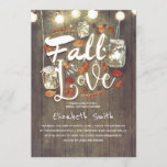 Invitation Chute en Amour Rustic Mason Jars Fête des mariées<br><div class="desc">Lampes de jarre Mason et laisse tomber invitations de douche nuptiale 'Fall in Love'</div>