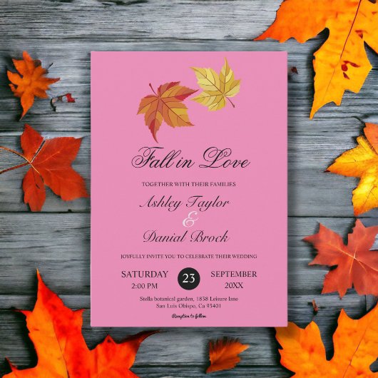 Invitation Chute en Amour Rustique Blush rose Boho Mariage d'