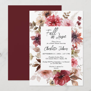 Invitation Chute en Amour Rustique Bourgogne Fête des mariées