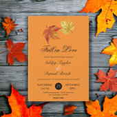 Invitation Chute en Amour Rustique Brûlé Orange Mariage d'aut