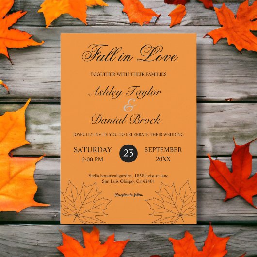 Invitation Chute en amour Rustique Burnt Orange Mariage de au