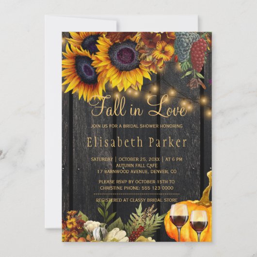 Invitation Chute en amour rustique moisson bois nuptiale douc (Devant)