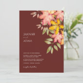 Invitation Chute en amour Terracotta Automne Feuilles Mariage (Debout devant)