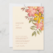 Invitation Chute en amour Terracotta Automne Feuilles Mariage (Devant)