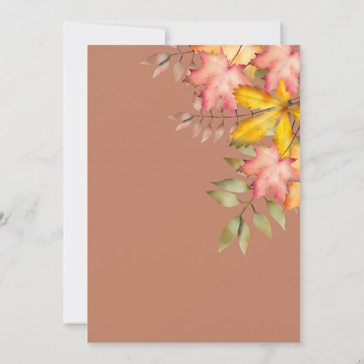 Invitation Chute en amour Terracotta Automne Feuilles Mariage (Dos)