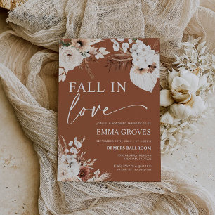 Invitation Chute en amour Terracotta Boho Pampas Fête des mar