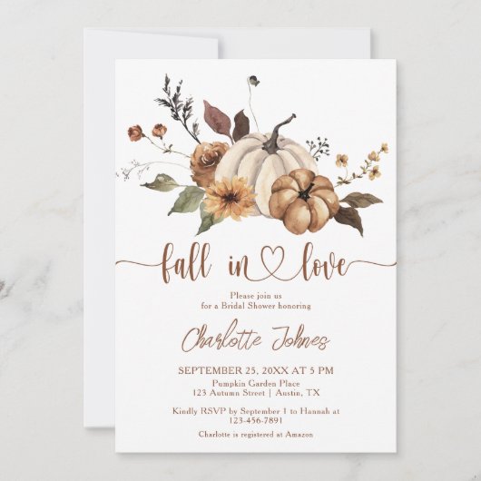 Invitation Chute en Amour Terrain Floral Fête des mariées d'a (Devant)