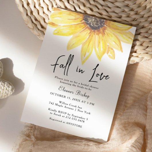 Invitation Chute en amour tournesol Élégant Baby shower