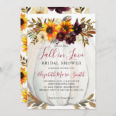 Invitation Chute en amour tournesol rouge Fête des mariées Ci (Devant / Derrière)