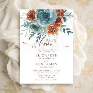 Invitation Chute en Amour Turquoise Terracotta Boho Mariage F
