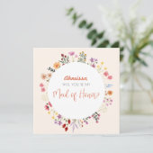 Invitation Chute Fleur sauvage lunaire Floral Maid of Honor (Debout devant)