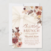 Invitation Chute Floral Blanc Bow Anniversaire Brunch (Devant)