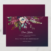 Invitation Chute Floral Bourgogne Laver Soyez Ma Fille D'Honn (Devant / Derrière)
