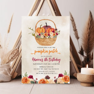 Invitation Chute Floral Bourgogne Orange Citrouille Patch Ann