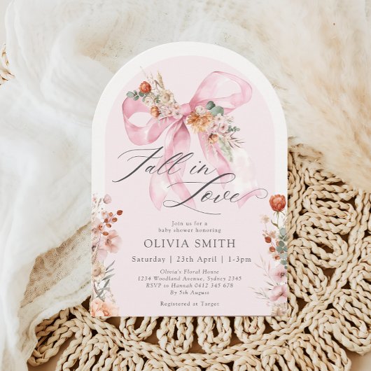 Invitation Chute Floral Bow rose Chute dans le Baby shower d'