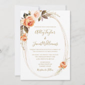 Invitation Chute Floral Bural Orange Boho Mariage (Devant)
