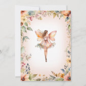 Invitation Chute Floral Enchantée Fée Rose Baby shower fille (Dos)