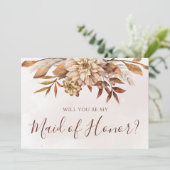 Invitation Chute Floral Foliage Serez-Vous Ma Fille D'Honneur (Debout devant)