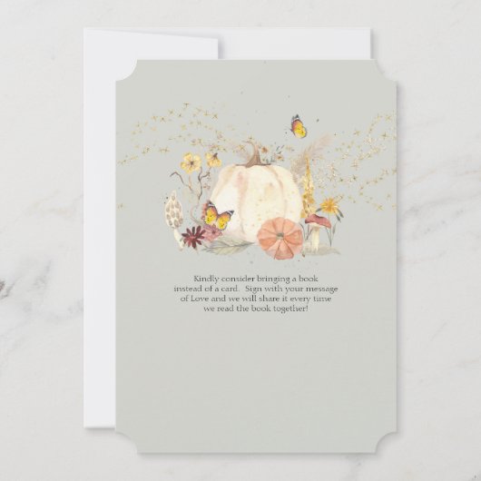 Invitation Chute Floral or blanc Citrouille   Sage Baby showe (Dos)