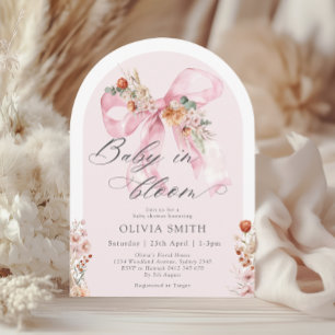 Invitation Chute Floral Pink Bow Baby dans le Baby shower de 