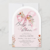 Invitation Chute Floral Pink Bow Baby dans le Baby shower de (Devant)