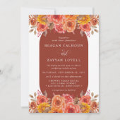 Invitation Chute Floral Terracotta Mariage d'aquarelle (Devant)