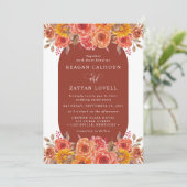 Invitation Chute Floral Terracotta Mariage d'aquarelle (Debout devant)