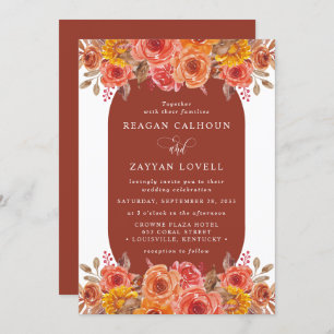 Invitation Chute Floral Terracotta Mariage d'aquarelle