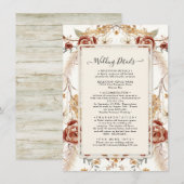 Invitation Chute Florale Aquarelle rouge moutarde Détails du  (Devant / Derrière)