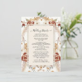 Invitation Chute Florale Aquarelle rouge moutarde Détails du  (Debout devant)