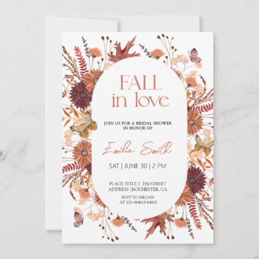 Invitation Chute Florale Automne Douche nuptiale (Devant)