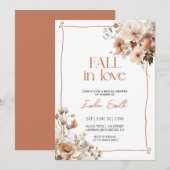 Invitation Chute Florale Automne Rouille Douche nuptiale (Devant / Derrière)