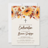 Invitation Chute Florale Beige Confirmation (Devant)