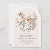 Invitation Chute Florale Bow Blanc Chute en Baby shower d'amo (Devant)