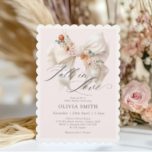 Invitation Chute Florale Bow Blanc Chute en Baby shower d'amo
