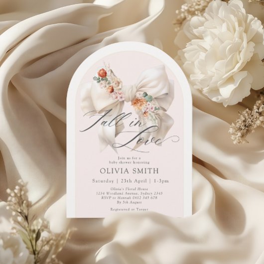 Invitation Chute Florale Bow Blanc Chute en Baby shower d'amo