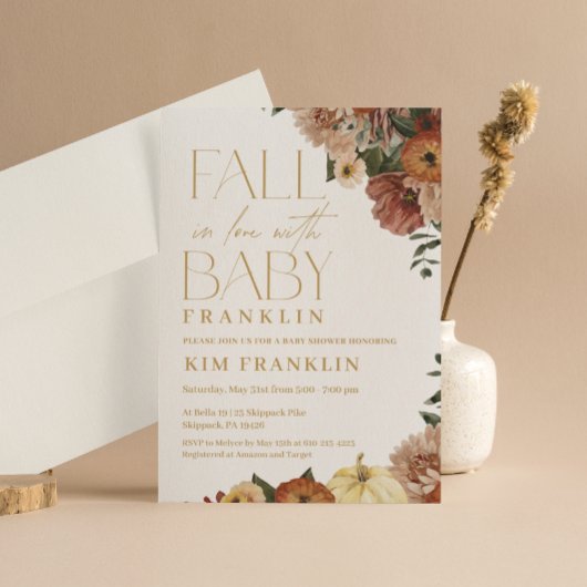 Invitation Chute Florale Chute dans le Baby shower d'amour