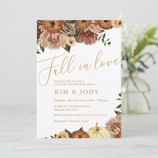 Invitation Chute Florale Chute En Amour Couples Douche (Debout devant)