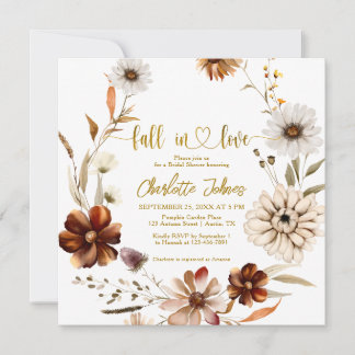 Invitation Chute Florale En Amour Boho Fête des mariées Wreat