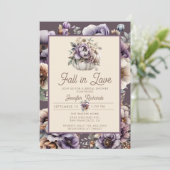 Invitation Chute florale en amour Fête des mariées violette (Debout devant)