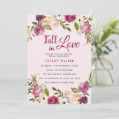 Invitation Chute Florale Rose dans l'amour nuptiale de douche (Debout devant)