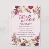 Invitation Chute Florale Rose dans l'amour nuptiale de douche (Devant / Derrière)